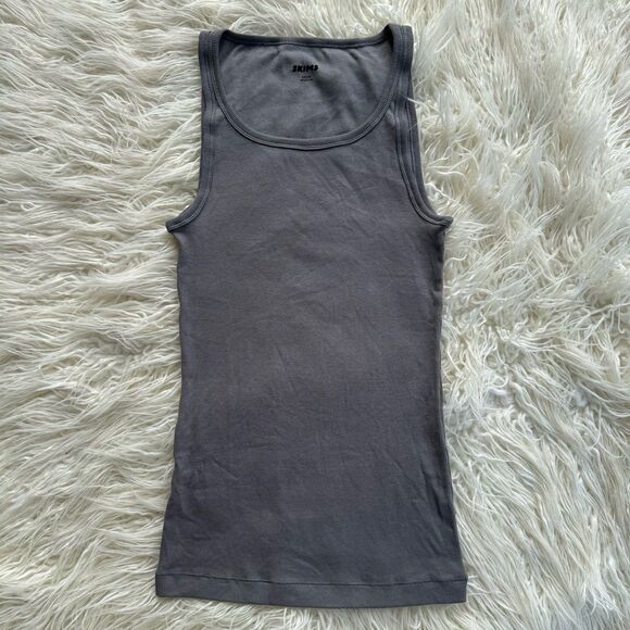 Skims Cotton Men's Rib Tank Gray Size Small - Picture 3 of 9